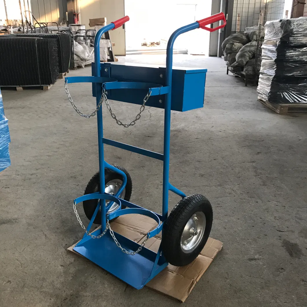 Steel Oxygen Cylinder Trolley Oxygen Tank Trolley with Tool Box